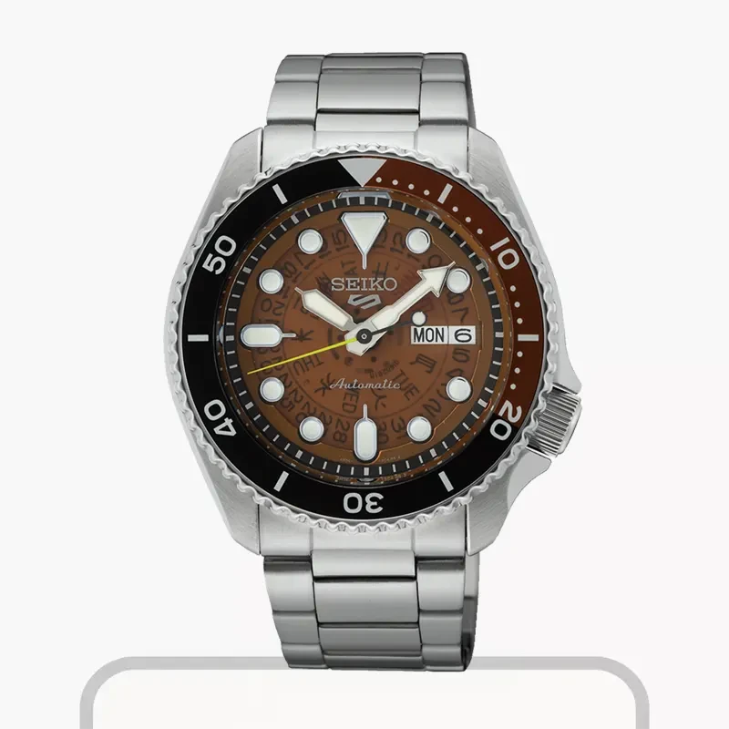 Seiko 5 Sports SKX Skeleton 'Time Sonar' Brown Men's Watch- SRPJ47K1